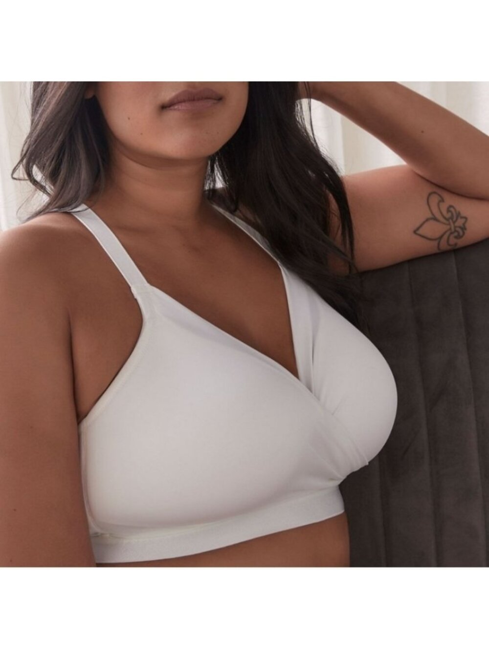 Deesse White Wireless Lounge Plunge Bra White Wire Free 48dd Lingerie Comfort - Picture 3 of 9